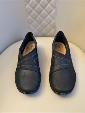 Clarks Women’s Black Slip-On Comfort Shoes